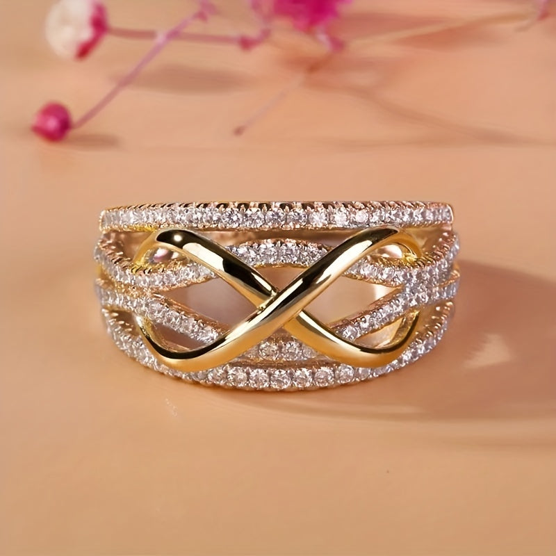 "Végtelen" gyűrű cirkóniával, fehérarannyal bevonva