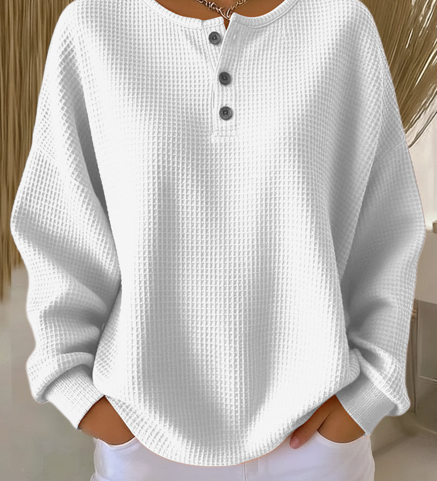 Mirabel™ | Kényelmes Waffle Henley Pulóver