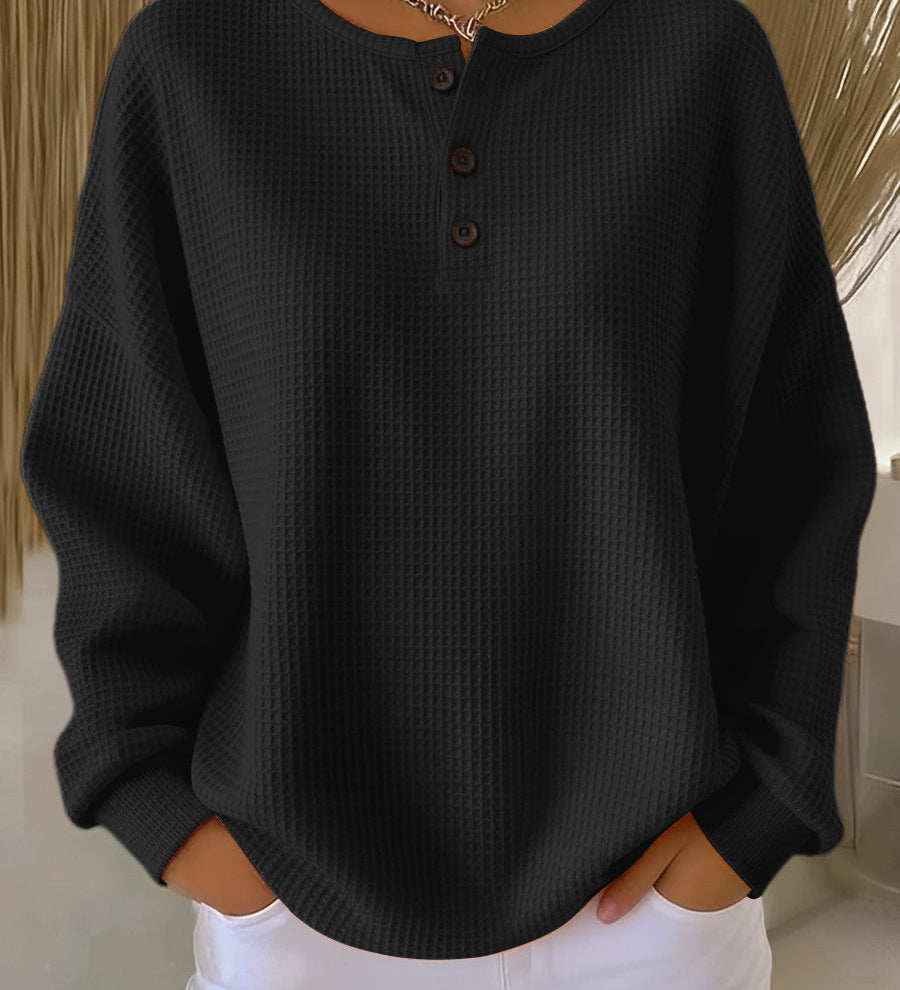 Mirabel™ | Kényelmes Waffle Henley Pulóver